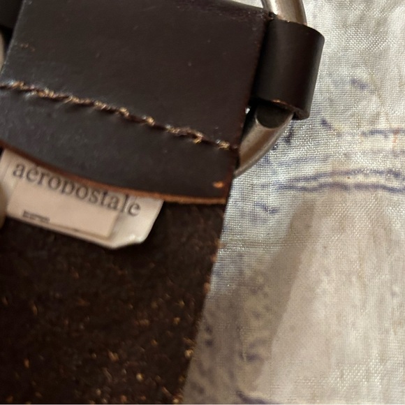 AEROPOSTALE BROWN LEATHER FLORAL STITCHED BOHO HIPPIE VIBE BELT - Picture 10 of 10